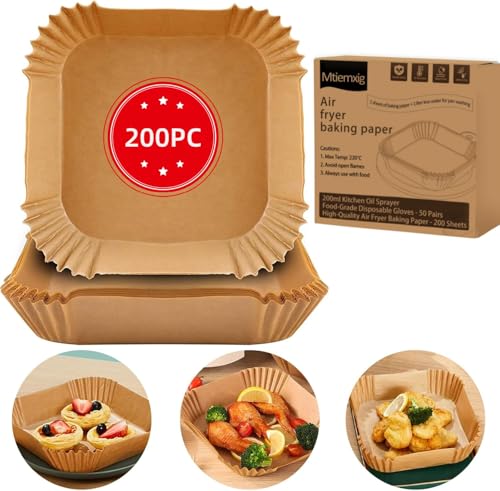 Mtiemxig 200 Stück Airfryer Backpapier 24cm*20cm*4.5cm | Antihaft, Einmalpapier bis 220°C | Universal für alle Marken Mtiemxig 200 Stück Airfryer Backpapier 24cm*20cm*4.5cm | Antihaft, Einmalpapier bis 220°C | Universal für alle Marken von Mtiemxig