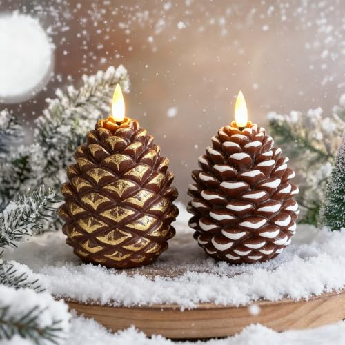 Flammenlose Tannenzapfen Kerzen,2 Stück Flammenlose Tannenzapfen Kerzen,led Echtwachs-weihnachtskerze Mit Schneeflocken ,Flameless Pinecone Candles Für Zapfen Weihnachten Deko Innen Tischdeko-2pcs Flammenlose Tannenzapfen Kerzen,2 Stück Flammenlose Tannenzapfen Kerzen,led Echtwachs-weihnachtskerze Mit Schneeflocken ,Flameless Pinecone Candles Für Zapfen Weihnachten Deko Innen Tischdeko-2pcs von Mtjbfv