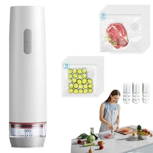 olarisva vakuumiergerät, olarisva - vakuumiergerät + 30 vakuumbeutel,Einfache Bedienung, Vielseitig Für Aufbewahrung, Kompakte Gestalt, Ideal Für Heim- & Reisegebrauch-weiß von Mtjbfv