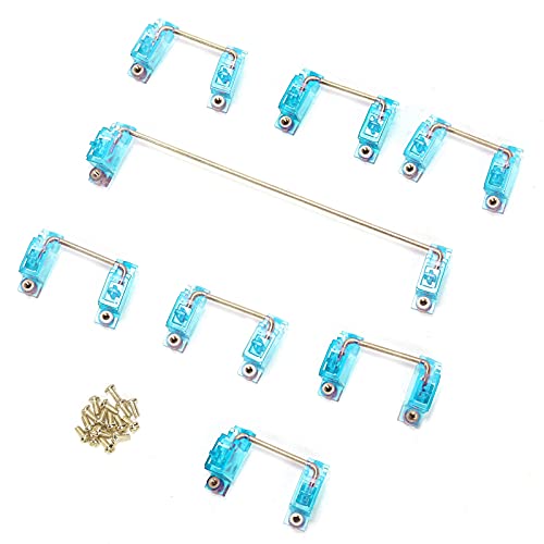 MTLAVISH MECHANISCHE Tastaturstabilisator mit goldenem Drahtschlüsselkap -Zubehör für DIY transparent blau ideal zum Anpassen Ihrer eigenen mechanischen Tastatur Mit 6 25U- und 2U (Transparent Blue) von Mtlavishness