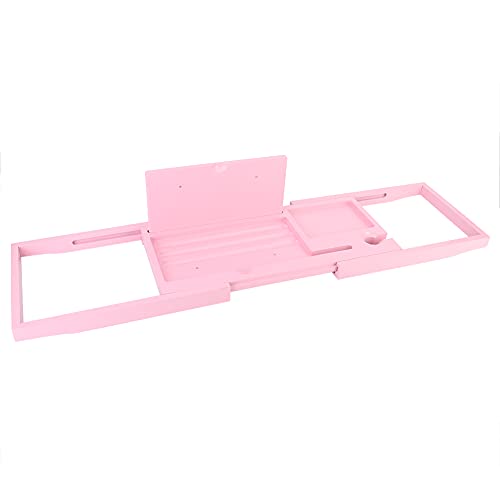 MTLAVISHISH Multifunktional Retractable Badewanne Shelf genießen Sie Ihre entspannende Badezeit mit hochwertigem Regal, das für die meisten Badewannenlänge bis zu 90 cm geeignet (Rosa) von Mtlavishness