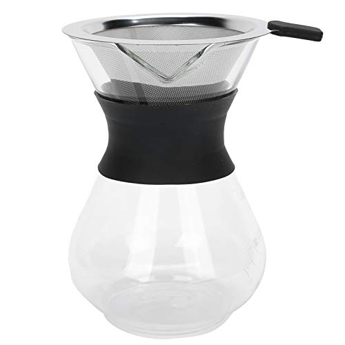 MTLAVISISHE -Wiederverwendbare Glaskaffeekanne mit Edelstahlhandbuch Tropfkaffeemaschine Set ideal für 400 ml Kapazität (400 ml) von Mtlavishness