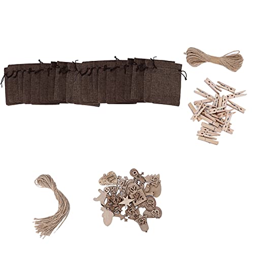 Mtlavis hness 24PCS Weihnachtsadvent-Kalender-Countdown-Kordel zug-Taschen Exquisite einzigartige Design-Materialien sicher und sicher, ideal für Weihnachts dekoration, die an der (Heathergrau) von Mtlavishness