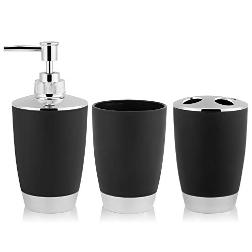 Mtlavish 4pcs set badezimmeranzugzubehör Premium pp Kunststoffmaterial Mehrfachfarbe Blau Weiß ideal für Badezimmer, die Oberflächen ordentlich und organisiert halten (Schwarz) von Mtlavishness