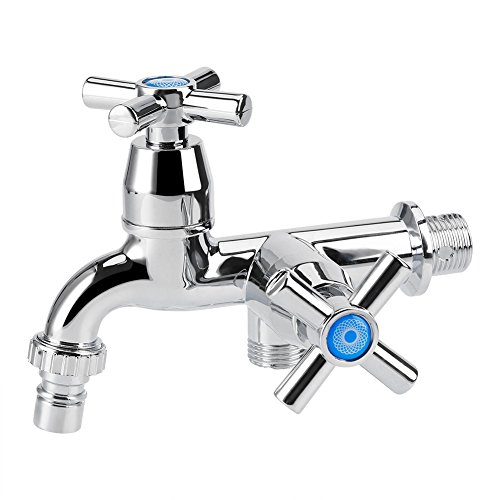 Mtlavish Abs Waschmaschine Wasserhahn Doppelausguss und Handle G1/2 Schwanzgriff für Küchenspüle Badezimmer Badewanne Garten (Cross G 1/2 machine tip) von Mtlavishness