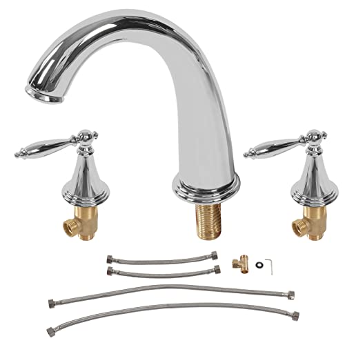 Mtlavish Doppelgriff geteilt drei Lochbecken Wasserhahn Premium Kupfermaterial Hochdruck ohne Tropfen geeignet für Home Hotels Restaurants und Unternehmen Brutto Gewicht 1788 g (Silber) von Mtlavishness