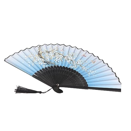 Mtlavish faltungsfächer Lüfter Öffnen und Schließen eleganter Klassik für Hochzeitsfeiern Tanzprops Dekoration Graublau Optionales Länge ca. 21 cm (Blau) von Mtlavishness