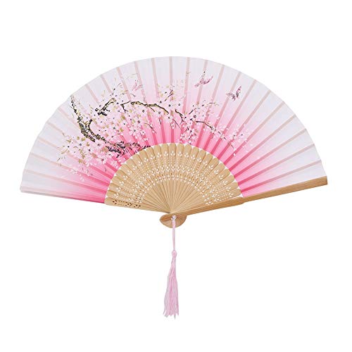 Mtlavish faltungsfächer Lüfter Öffnen und Schließen eleganter Klassik für Hochzeitsfeiern Tanzprops Dekoration Graublau Optionales Länge ca. 21 cm (Rosa) von Mtlavishness