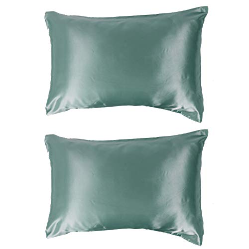 Mtlavishness 2pcs Satin Pillowcase Soft Comfortable Pillow Cover for A Good Night Sleep with Envelope Sealed Design 75 X 150D Size (Green) von Mtlavishness