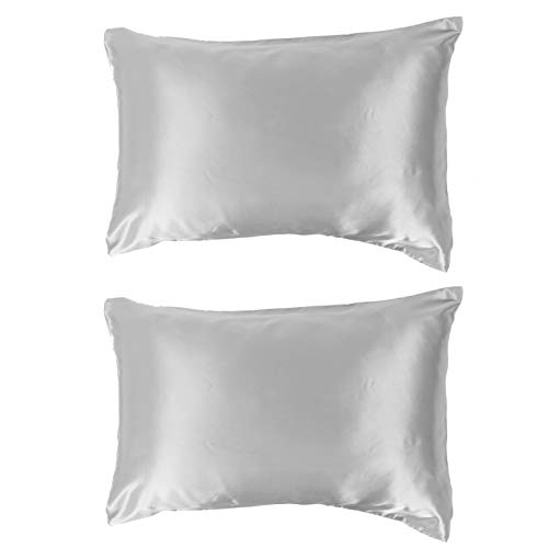 Mtlavishness 2pcs Satin Pillowcase Soft Comfortable Pillow Cover for A Good Night Sleep with Envelope Sealed Design 75 X 150D Size (Silver) von Mtlavishness