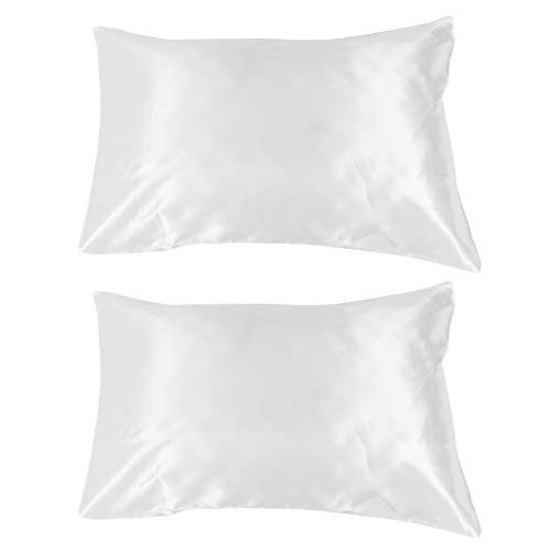 Mtlavishness 2pcs Satin Pillowcase Soft Comfortable Pillow Cover for A Good Night Sleep with Envelope Sealed Design 75 X 150D Size (White) von Mtlavishness