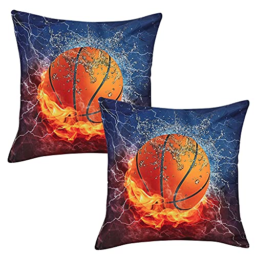 Mtlavishness 2pcs Sportmuster Kissenabdeckung für Couchsofa und Bett Schöne praktische modische Fit -Raum Reißverschluss Design Einfaches Wechsel Kissen waschen hochwertiges (Basketball) von Mtlavishness