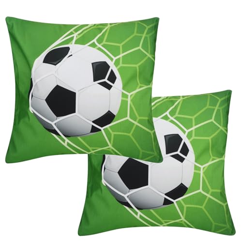 Mtlavishness 2pcs Sportmuster Kissenabdeckung für Couchsofa und Bett Schöne praktische modische Fit -Raum Reißverschluss Design Einfaches Wechsel Kissen waschen hochwertiges (Fußball) von Mtlavishness