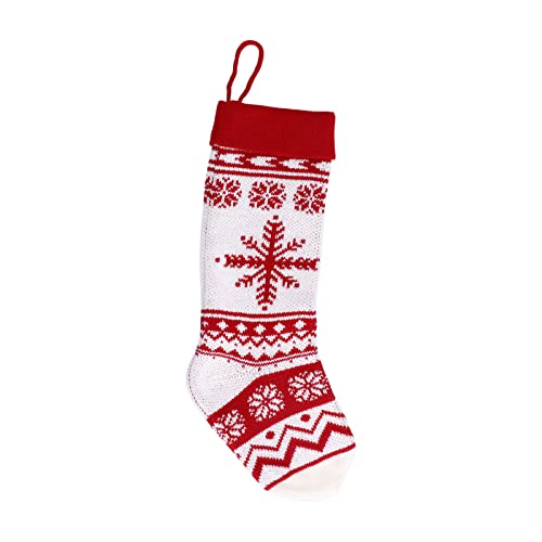 Mtlavishness Großer gestrickter Weihnachtsstrumpf mit Tasche und Weihnachtsfüllbonbons und Spielzeug, das Ihre Heimbaumbetttreppe und Kamin Acrylmaterial ca. 44 cm Länge dekoriert (Schneeflocke) von Mtlavishness