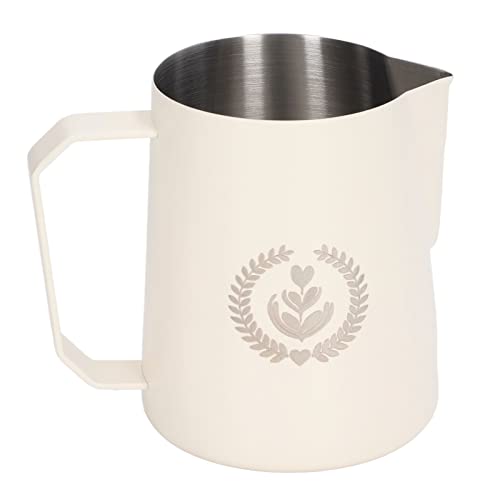 Mtlavishness Milch schäumen Gießen für Dripless Latte Art Kompakte Größe mit 450ml Kapazität geeignet für Cafe Restaurant Hotel 304 Edelstahl 236 G Gewicht (Weiß) von Mtlavishness
