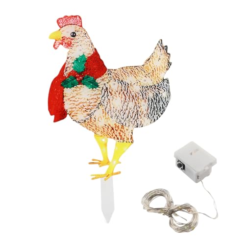 Mtlavishness Weihnachts hühner Form dekorative LED-Leuchten mit Schal Hochwertigem Plastik Wetter und für den Innen-und Außenbereich wie Arbeits Mantel Tischplatte Garten Dach ca. von Mtlavishness
