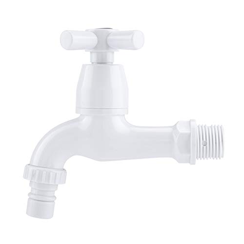 Mtlavistische Abs Kunststoff Waschmaschine Wasserhahn einzelner Ausgänge und hochwertig elegant für Waschmaschinen Küche Spüle Badezimmer Badewanne G1/2 Anschluss Porzellan Weiß (Cross-Jizui) von Mtlavishness