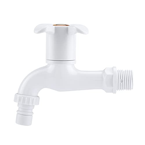 Mtlavistische Abs Kunststoff Waschmaschine Wasserhahn einzelner Ausgänge und hochwertig elegant für Waschmaschinen Küche Spüle Badezimmer Badewanne G1/2 Anschluss Porzellan Weiß (Plum Blossoms-Jizui) von Mtlavishness