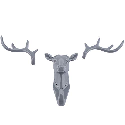 Mtlavistische Tiere Hirsch Haken Kleiderbügel Rackhalter Hochwertiges dreidimensionales Design ohne Bohrungen für das Wohnzimmer wie Wohnzimmer Badezimmerstudium Eingang Grau (Grau) von Mtlavishness