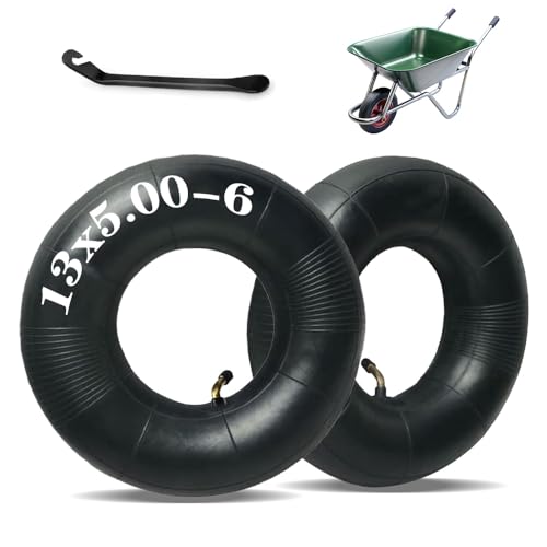2 Pcs 13x5.00-6 Schlauch Reifen, Schubkarren Schlauch, Ersatzschlauch, Gebogenem Ventilschaft Schiebekarre Innenschlauch, für Rasenmäher Schubkarren Mäher Handwagen, Schlauch für Schubkarrenrad von Mtlhbcg