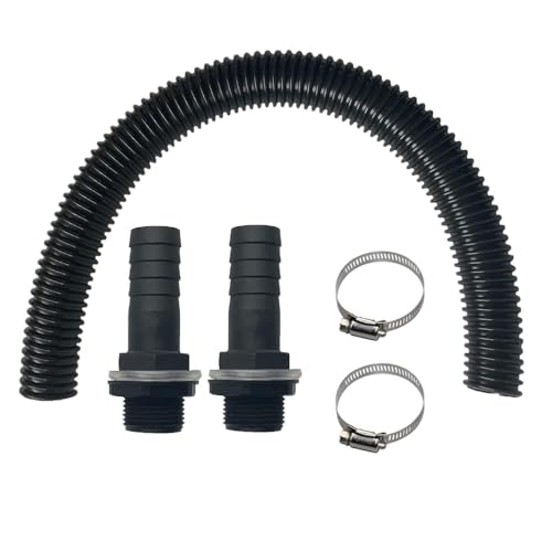 Regentonnen Verbindungsset inkl：2 Regentonnendurchführung 1 Zoll mit Schlauchtülle, 50 cm Verbindungsschlauch 25mm (1''), 2 Schlauchschellen, Regentonnen Anschluss Set Für Wassertanks,Zisternen von Mtlhbcg