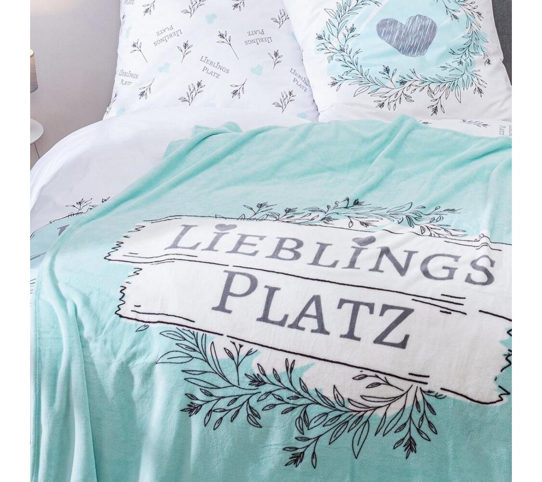 Wohndecke Lieblingsplatz 150x200 cm, weich und kuschelig, passend zur Bettwäsche, MTOnlinehandel, Fleece-Decke Sofadecke Überwurf Plaid in mint von Mtonlinehandel