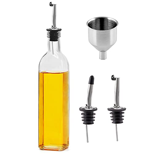 Mtophs Olivenöl Spender Ölflasche Glas 500ml mit Ausgießer für Küche Grill Pasta Salate und Backen von Mtophs