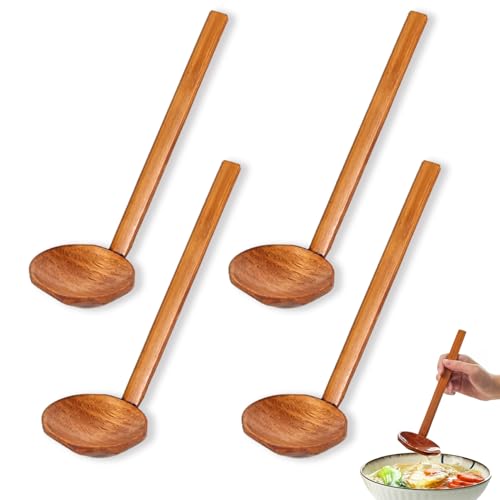Chinesische Suppenlöffel, langer Griff, Holzlöffel, japanische Ramen-Holz-Suppenlöffel, dunkelbraune Servierlöffel aus Holz für Suppe, Kaffee, Salat, Desserts, Chips, Snacks, Müsli und Obst (4 Stück) Chinesische Suppenlöffel, langer Griff, Holzlöffel, japanische Ramen-Holz-Suppenlöffel, dunkelbraune Servierlöffel aus Holz für Suppe, Kaffee, Salat, Desserts, Chips, Snacks, Müsli und Obst (4 Stück) von Mtruil