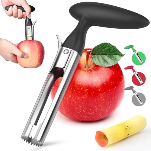 Apfelausstecher, Edelstahl Apfelausstecher, Apfel Entkerne, Praktischer Apfelstecher Küchenhelfer, Apfelkernausstecher für Haushalt und Küche, Gezahnte Edelstahlklinge(Schwarz) von Mtskaeo