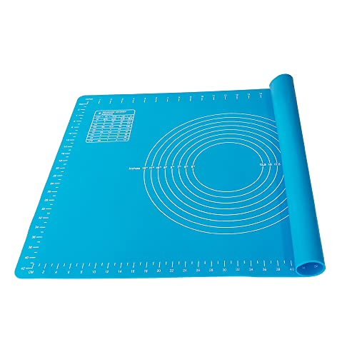 1.5mm Dicke 65x45cm Groß Backmatte Silikon Doppelte Dicke Silikonmatte Baking Mat rutschfeste Antihaftbeschichtete Backunterlage Teigmatte Ausrollmatte für Fondant Gebäck Pizza Matte(Blau) von Mtskaeo