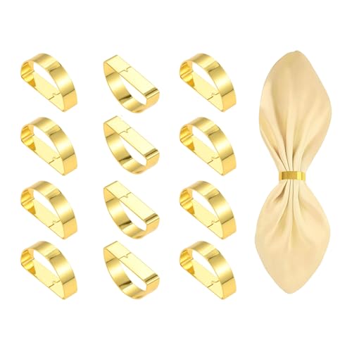 Mtsooning 12 Stück Serviettenringe aus Metall, Gold Zinklegierung Halbrunder Serviettenschnallen, Servietten Ringe für Hochzeitsfeier Party Abendessen Weichnachten. von Mtsooning
