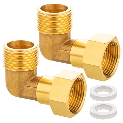 2 Stück Mehrzweck-3/10.2 cm Messing Punkt Fitting 90 Grad Außengewinde und Innengewinde für Kühlung und Solaranlagen Wasserrohr-Punktfitting von Mtucegi