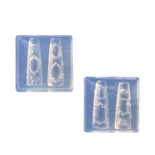 Set Von 2pcs/1pc Silikonnägeln Kunstformen Mit Geprägter Rahmendesign Für Handgefertigte Nägel Dekorationen Nail Art Silikonform Set Von 2pcs/1pc Silikonnägeln Kunstformen Mit Geprägter Rahmendesign Für Handgefertigte Nägel Dekorationen Nail Art Silikonform von Mtucegi