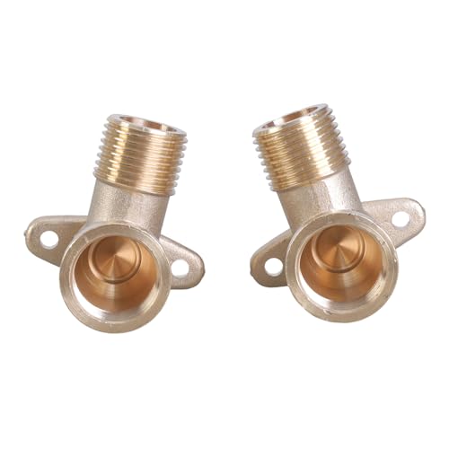 Set mit 2 stabilen Messing 1/5.1 cm Wandplatte und Buchse DN15 Verteiler 90 Grad Gewindefitting für Wasseranschlüsse Sanitärarmaturen von Mtucegi