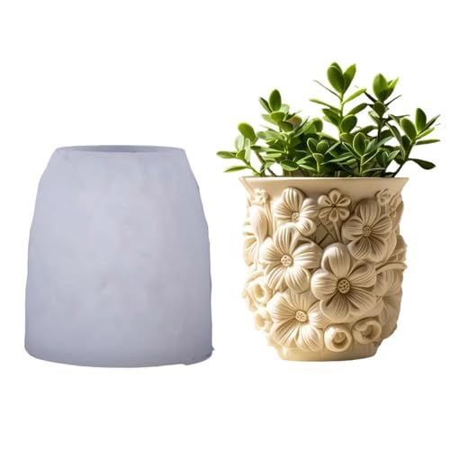 Wiederverwendbares Silikon Pflanzer Schimmelprotokoll Blütenpot Gusswerkzeug Zum Handwerk Von Harz Beton Zement Blumenmuster Einzigartiges Geschenk Für Handwerksliebhaber von Mtucegi