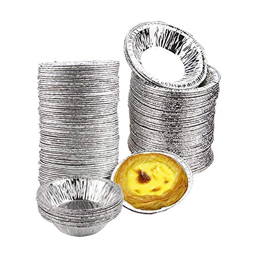 100 pcs Folienschalen Muffin Cases Folienbun Cases Blechfolie Trays Folienkuchenschalen Kuchendosen Mini Eierkuchenschalen Kleine Folienkuchenschalen Tart Folien Gebäckschalen Aluminium Form Cups von Mu Mianhua