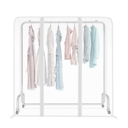 Mualady Schutzhülle Kleiderständer Lang 180cm, Anti-Staub Abdeckung Kleiderständer Mit 2 Reißverschluss, Feuchtigkeit Transparente PEVA kleiderständer Staubschutz, Kleiderständer nicht Enthalten von Mualady