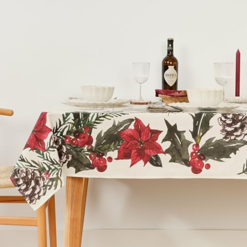Belum Tischdecke aus Kunstharz, schmutzabweisend, Weihnachtsblumen, 250 x 140 cm von Muaré
