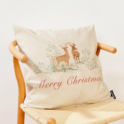 Muaré Weihnachtlicher Hirsch-Kissenbezug, 50 x 50 cm von Muaré