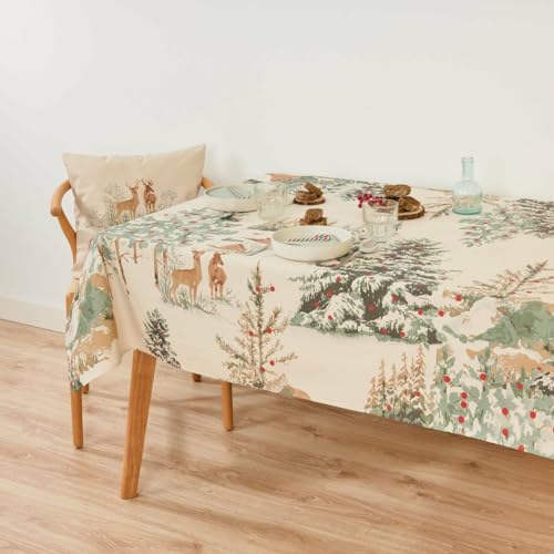 Muaré Tischdecke, schmutzabweisend, Weihnachtsdeer, 350 x 155 cm von Muaré