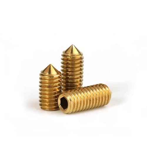 30 Stück M3/ M4/ M5, 3-16 mm reines Messing DIN914 Innensechskant Kegelspitze Gewindestift(M4 x 12mm) von Muarted