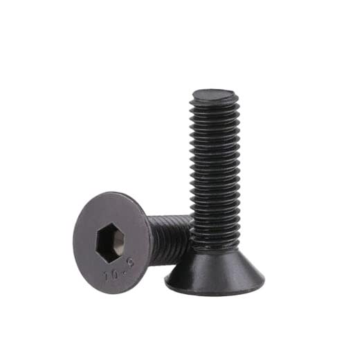 Muarted 100 stücke M4 * 6-50mm Schwarz Grade 10.9 Legierter Stahl Senkkopf Flachkopf Innensechskant Schraube Bolzen, Nagel(M4x50 mm) von Muarted