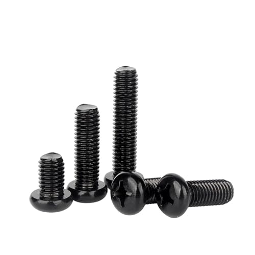 Muarted 5/10/20/50/100 STÜCKE M2-M8 Schwarz 304 Edelstahl Kreuzschlitz Truss Head Große Flache Rundkopfschraube(M4X10 (50pcs)) von Muarted