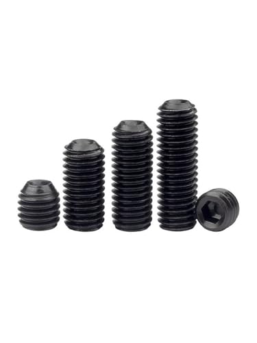 Muarted 50 Stück UNC 2# 4# 5 6# 8# Grob 304 Edelstahl 12,9 Schwarzer Stahl Innensechskant Innensechskant Ringschneide Madenschraube Gewindestift(B- 1/4",8-32) von Muarted