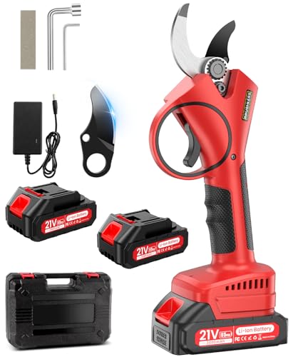 Akku Astschere, 40MM Akku Gartenschere Leistungsstark 800W Elektrische Gartenschere mit 2x2000mAh 21V Akkus, Leistungsstarke, 6-8H Laufzeit, Akku Schere für Obstbäume, Weinreben,Gartenschnitt, Zweige von MuatCtarom
