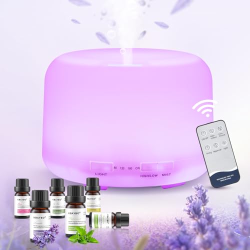 Aroma Diffuser Ätherische Öle, 500ML mit 6 Ätherischen Ölen Duftöl Diffuser, Ultrasonic 18 dB Raumduft Elektrisch, 7 Farbe+Musik-Player Defuser Luft Aroma Öle,Diffusor mit Fernbedienung,2 Nebelmodi Aroma Diffuser Ätherische Öle, 500ML mit 6 Ätherischen Ölen Duftöl Diffuser, Ultrasonic 18 dB Raumduft Elektrisch, 7 Farbe+Musik-Player Defuser Luft Aroma Öle,Diffusor mit Fernbedienung,2 Nebelmodi von Mubarek