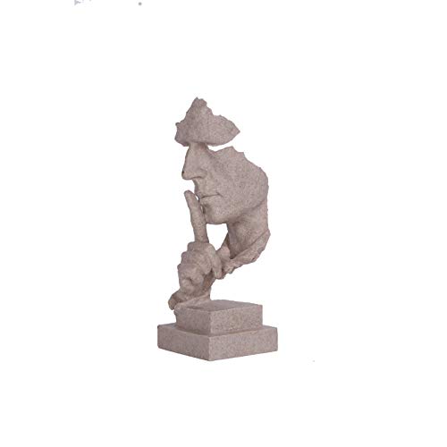 Mubeey Abstrakte Skulptur Statue Sandstein Harz Keep Silent für Zuhause Desktop Bücherregal Büro Dekoration 31,5 cm (braun) von Mubeey