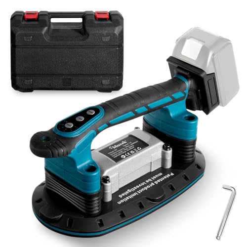 2 IN 1 Akku Fliesenrüttler & Saugnäpfen Kompatibel mit Makita 18V-Batterie, 6 Gang Einstellbaren, 400kg Adsorption Fliesen Vibrationsgerät Fliesenvibrator für 2,4m Fliesen Glas Wandfliesen (Ohne Akku) von Mucek