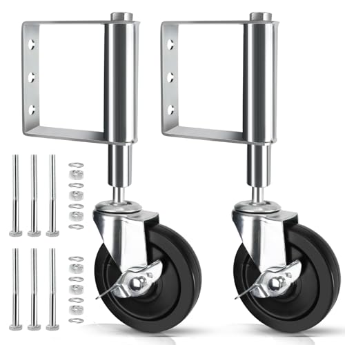 Mucek Torrolle 100mm mit Federbelastung, 2 Stück Federbelastete Torrollen, 125 kg Belastbarkeit, Rollen mit Befestigung, für Holztore, Zäune und Gartentor, Schwerlast-Torräder, Drehbare Torrolle von Mucek
