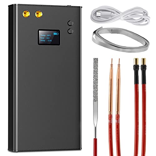 Punktschweißgerät 11000mAh Tragbares Mini Punktschweißgerät Batterie, 80 Gänge Punktschweißgerät mit LCD Bildschirm Typ-C-Anschluss, Nickelstreifen und USB Ladekabel (11000mAh) von Mucek